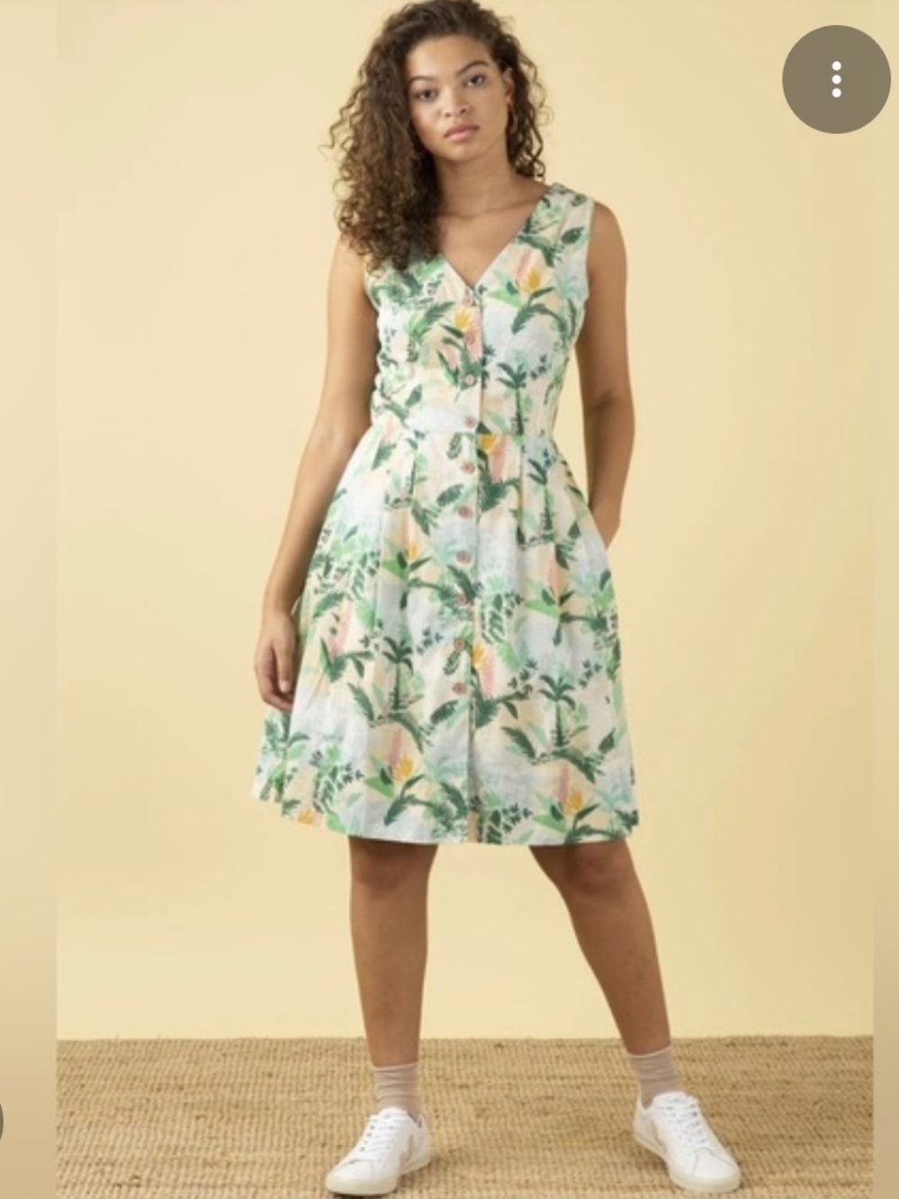 Emily And Fin Scarlett Sleeveless Tropical Print Dress Size 16UK